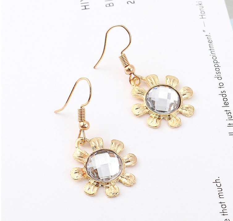 Fashion Gold Flower Diamond Earrings Necklace Set,Jewelry Sets