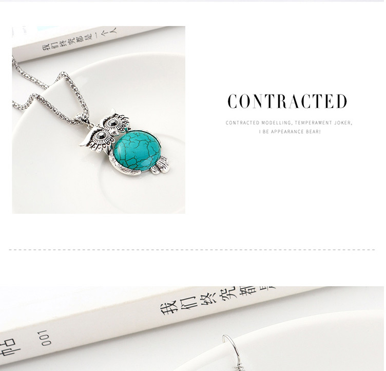 Fashion Blue Owl Diamond Earrings Necklace Bracelet Set,Jewelry Sets