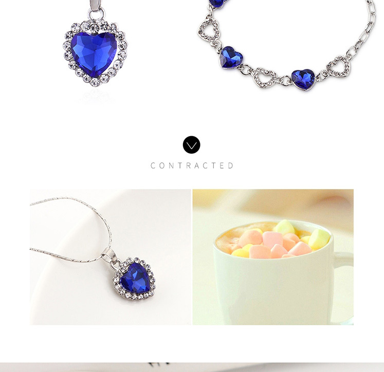 Fashion Silver Small Love Diamond Earrings Necklace Bracelet Set,Jewelry Sets