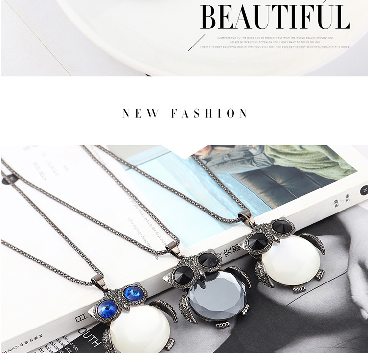 Fashion Gun Black + Blue + White Eagle Diamond Necklace,Bib Necklaces