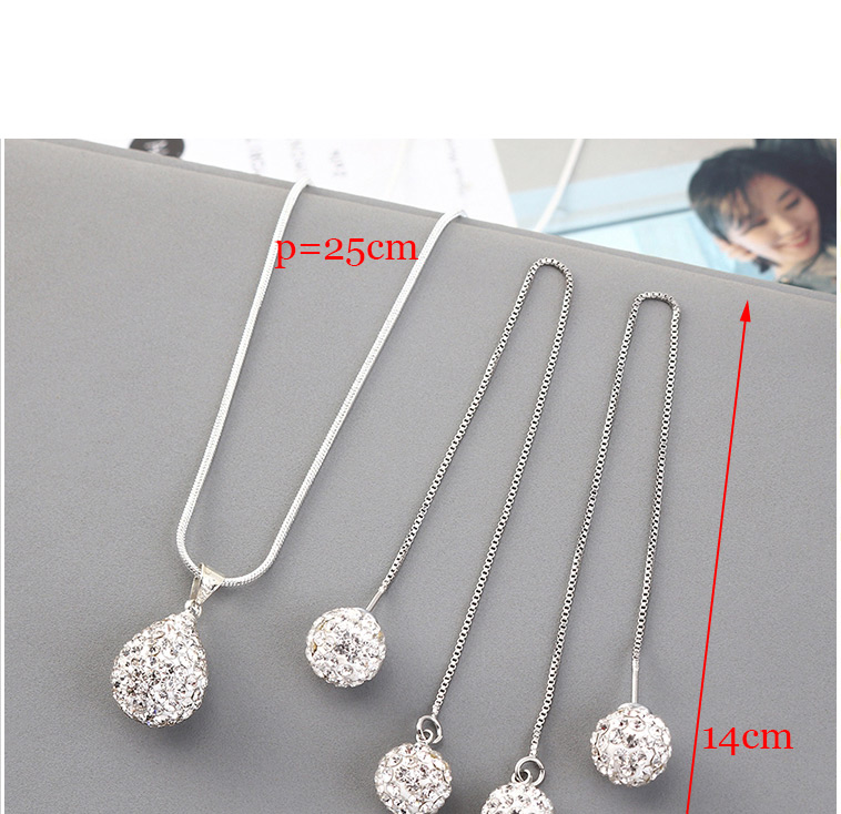 Fashion Silver Ball And Diamond Necklace Earring Set,Jewelry Sets