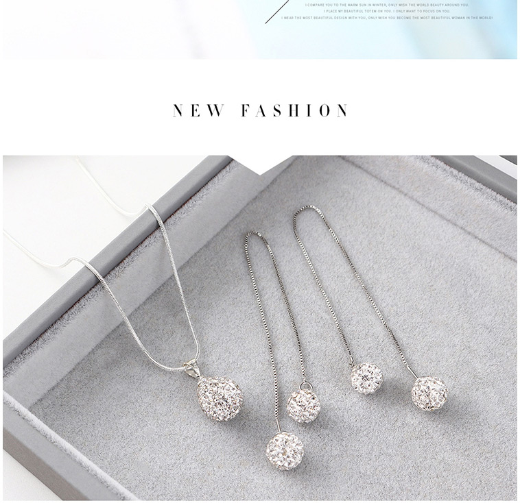 Fashion Silver Ball And Diamond Necklace Earring Set,Jewelry Sets