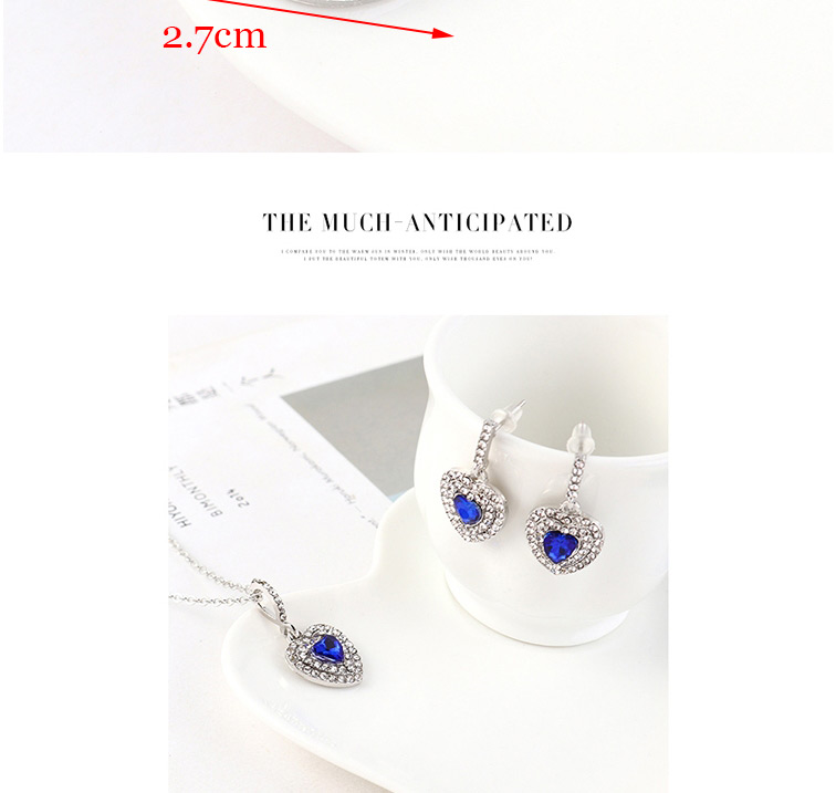 Fashion Purple Heart-studded Necklace Earring Set,Jewelry Sets