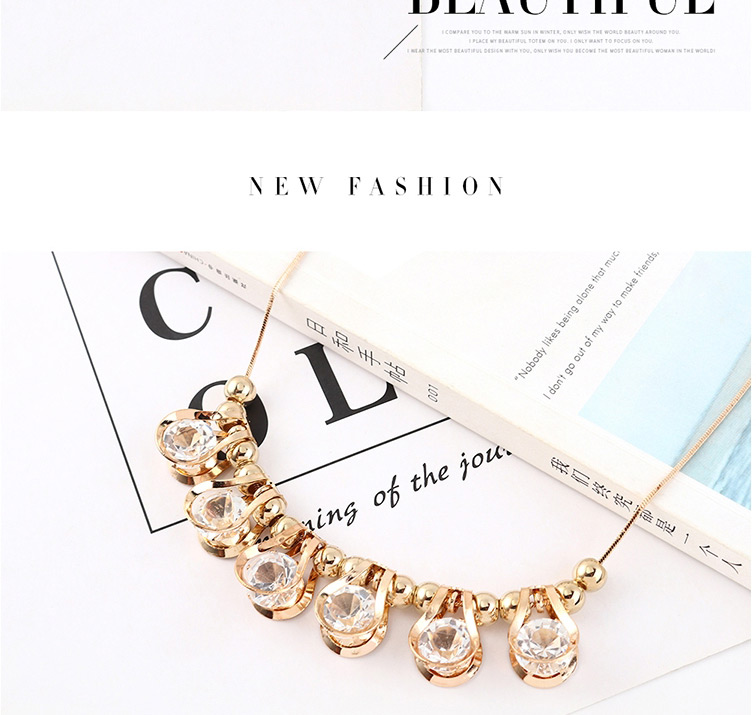 Fashion Champagne Gold Diamond Necklace,Pendants