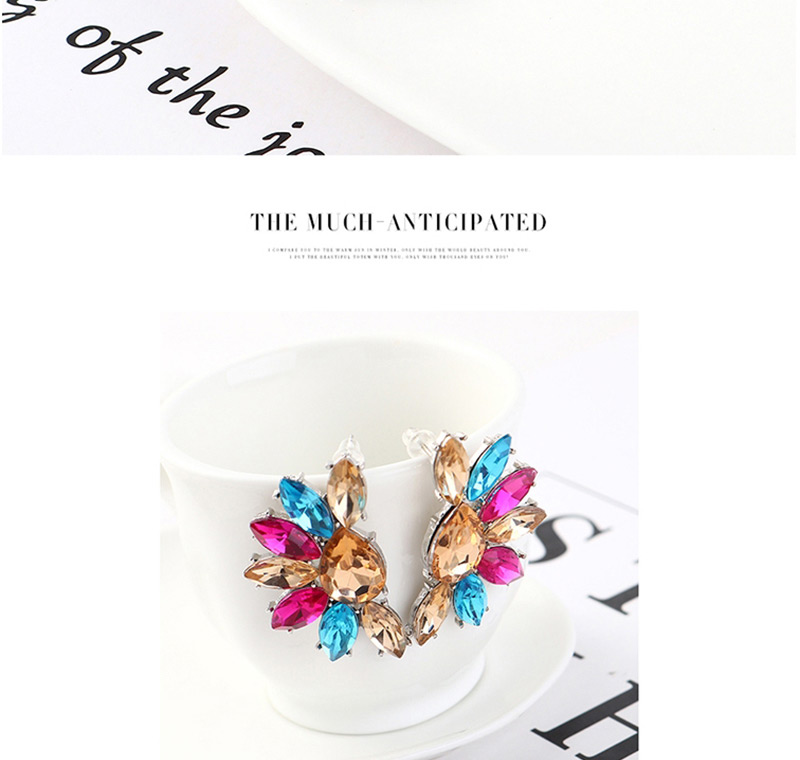 Fashion Purple Half Flower And Diamond Earrings,Stud Earrings