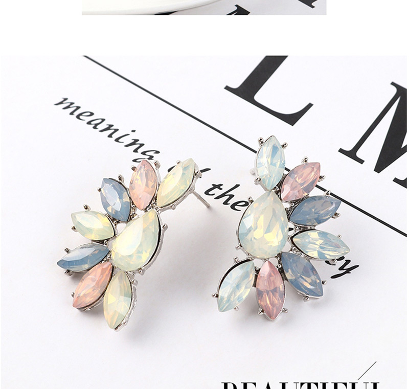 Fashion Color Half Flower And Diamond Earrings,Stud Earrings