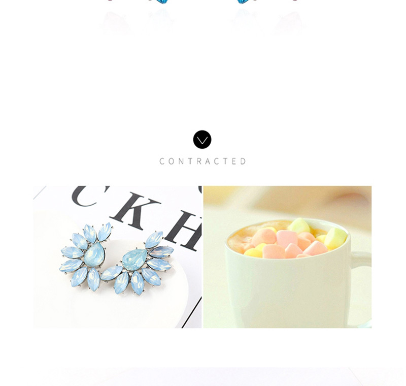 Fashion Color White + Light Gray + Powder Half Flower And Diamond Earrings,Stud Earrings
