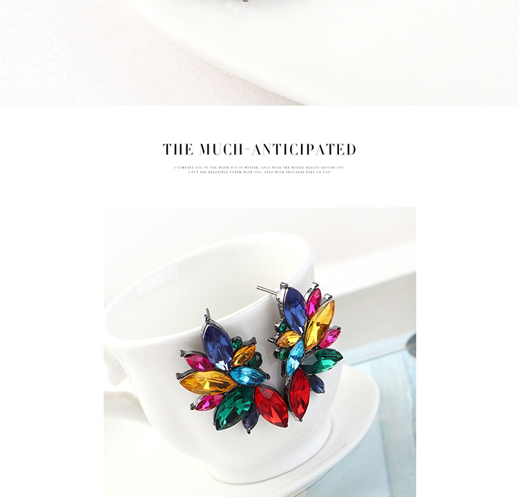Fashion White Half Flower And Diamond Earrings,Stud Earrings