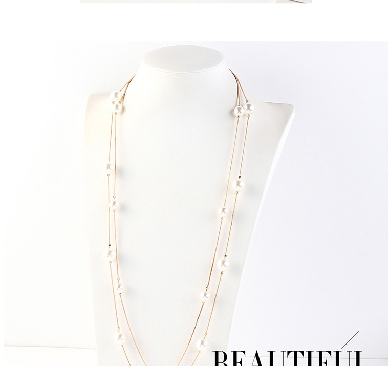 Fashion Gold Double Pearl Necklace,Bib Necklaces