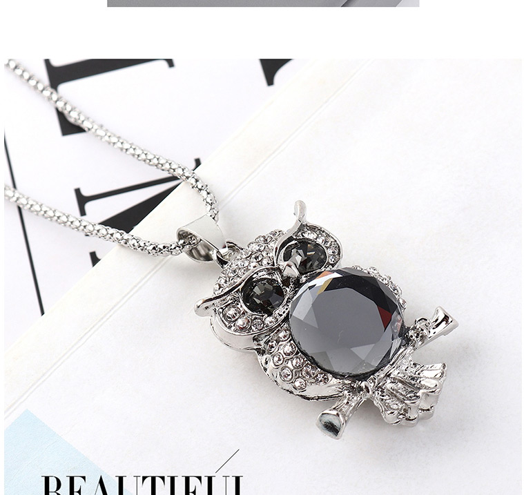 Fashion Platinum Owl With Diamond Necklace,Bib Necklaces