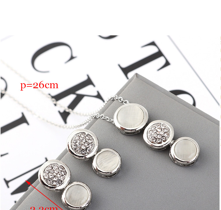 Fashion White Opal Stone Light Diamond Necklace Earring Set,Jewelry Sets