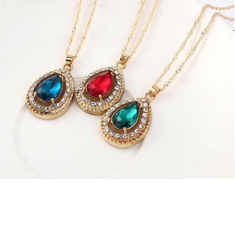 Fashion Green Diamond Heart Necklace Earring Set,Jewelry Sets