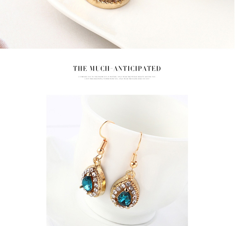 Fashion Blue Diamond Heart Necklace Earring Set,Jewelry Sets