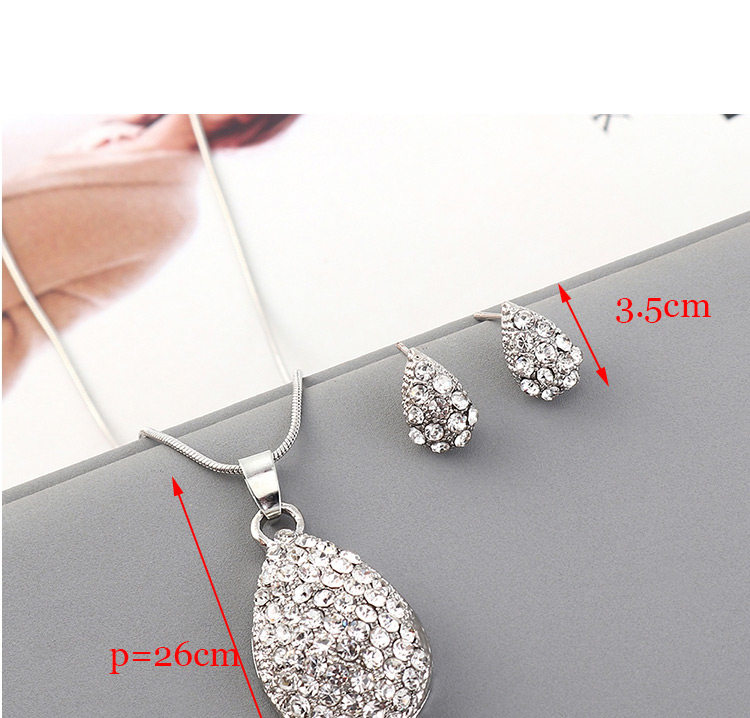 Fashion Kc Gold Diamond Heart Necklace Earring Set,Jewelry Sets