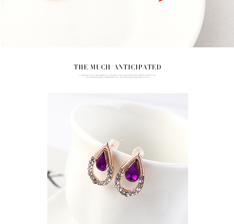 Fashion Purple Diamond Heart Necklace Earring Set,Jewelry Sets