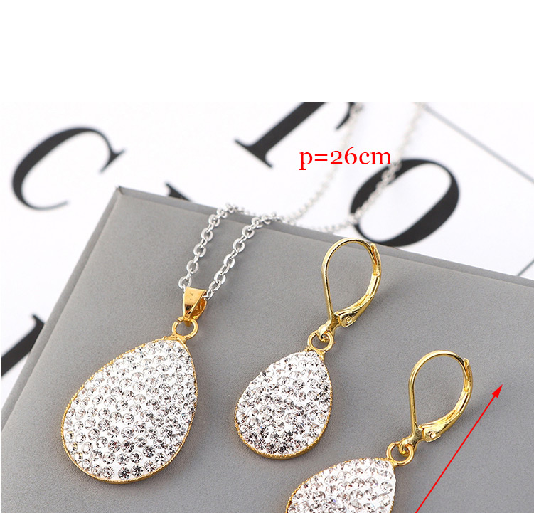 Fashion Gold Diamond Heart Necklace Earring Set,Jewelry Sets
