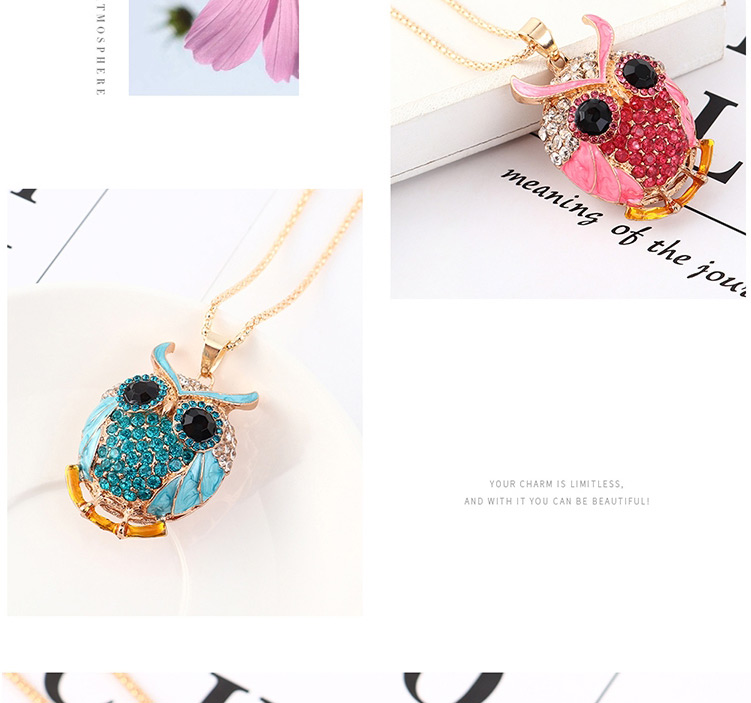 Fashion Black Diamond Owl Head Necklace,Bib Necklaces
