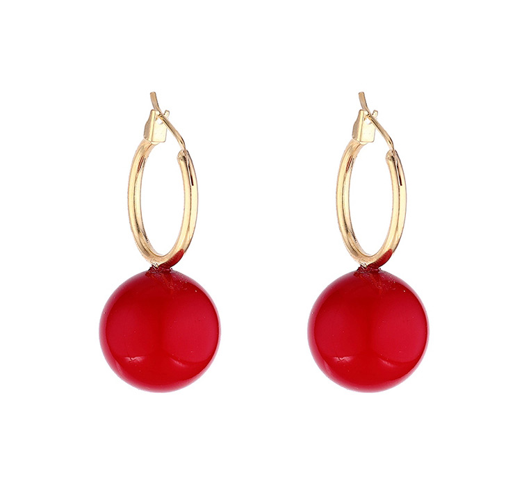 Fashion Red Gold-plated Large Ball Earrings,Hoop Earrings