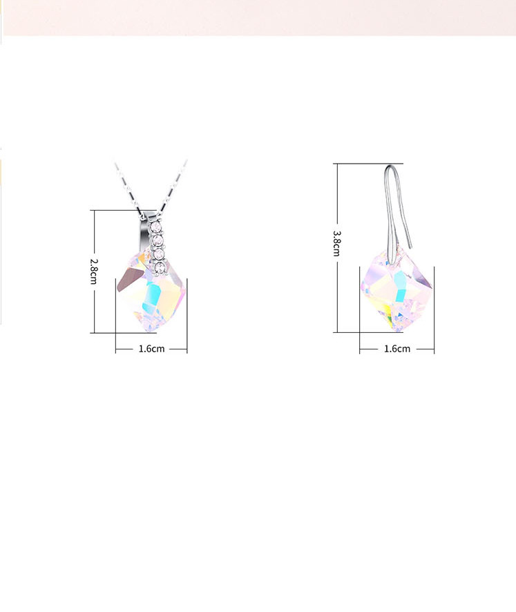 Fashion Color White Austrian Diamond And Geometric Diamond Necklace Ring Set,Jewelry Set