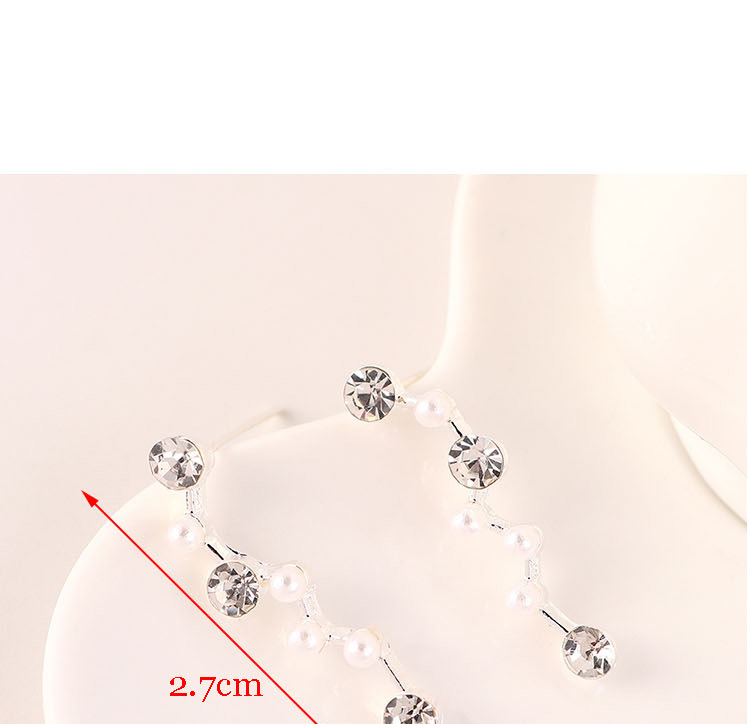 Fashion Platinum Pearl Earrings With Diamonds,Stud Earrings