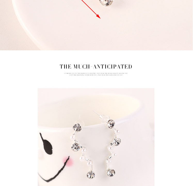 Fashion Platinum Pearl Earrings With Diamonds,Stud Earrings