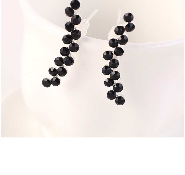 Fashion Black Double Row Diamond Stud Earrings,Earrings