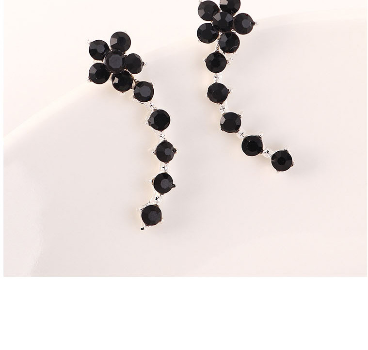 Fashion Black Flower Stud Earrings With Diamonds,Stud Earrings