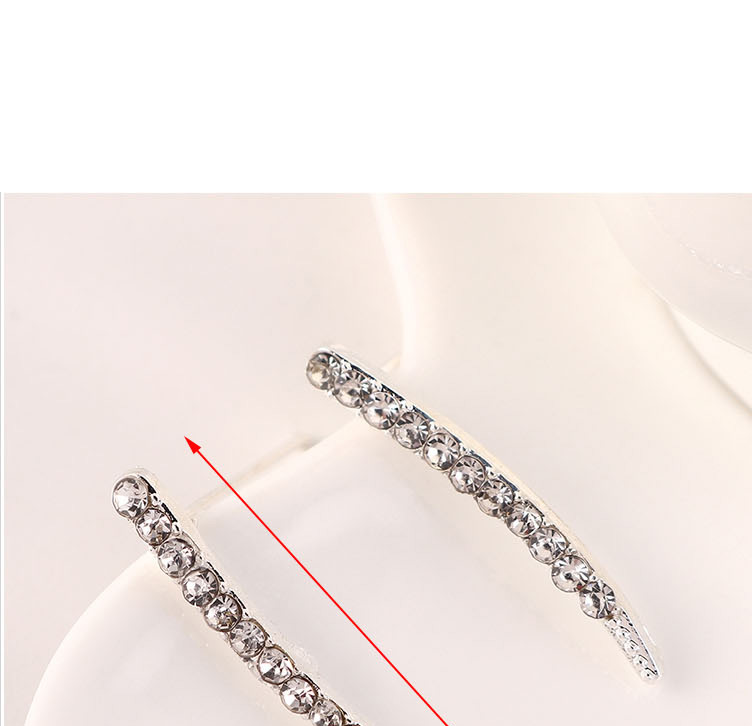 Fashion Imitation Rose Gold Single Row Crescent Diamond Stud Earrings,Stud Earrings