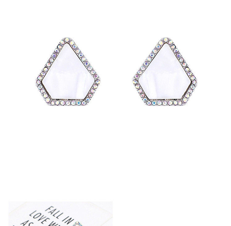 Fashion Silver Gold-plated Acrylic Diamond Geometric Earrings,Earrings