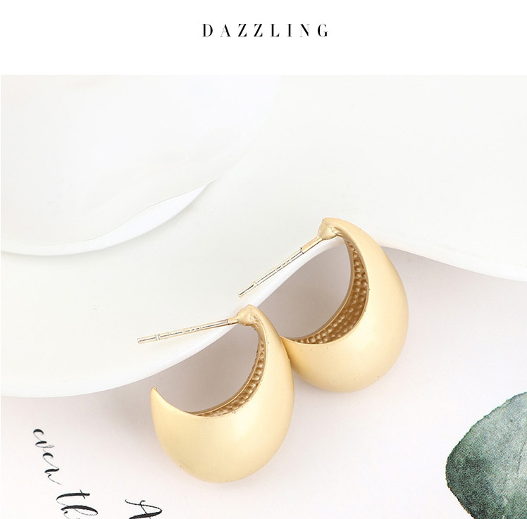 Fashion Dumb Gold Gold-plated Half Moon Geometric Earrings,Stud Earrings