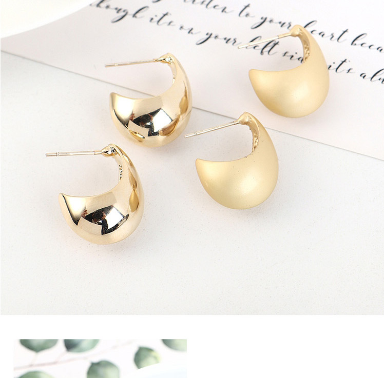 Fashion Dumb Gold Gold-plated Half Moon Geometric Earrings,Stud Earrings