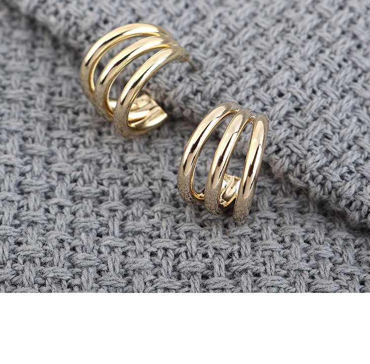Fashion 14k Gold Gold Plated Half Circle Cutout Earrings,Earrings