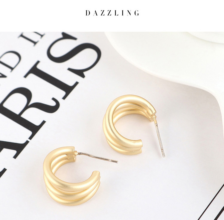 Fashion Dumb Gold Gold Plated Half Circle Cutout Earrings,Earrings
