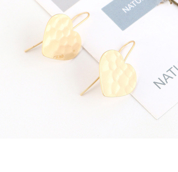 Fashion Dumb Gold Gold Plated Irregular Concave Heart Earrings,Hoop Earrings
