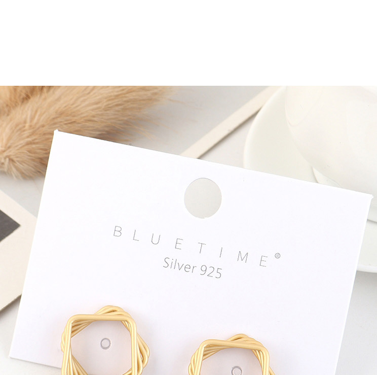 Fashion Dumb Gold Gold-plated Square Cutout Earrings,Stud Earrings