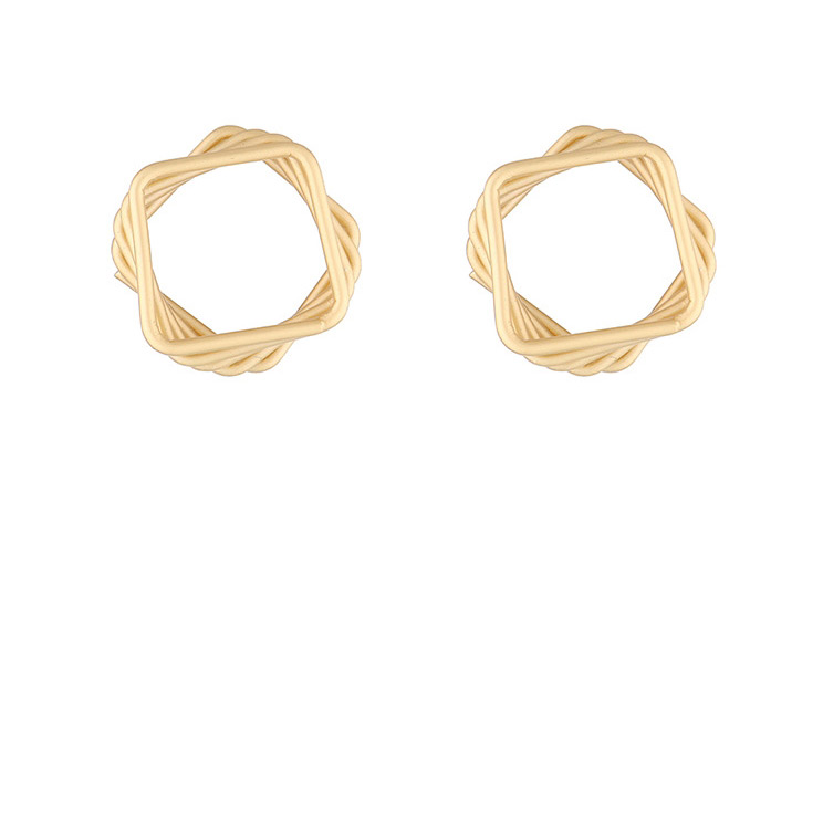 Fashion Dumb Gold Gold-plated Square Cutout Earrings,Stud Earrings