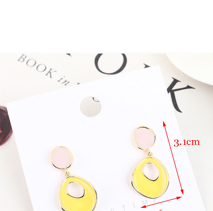 Fashion Yellow Real Gold-plated Oil-drop Geometric Cutout Contrast Earrings,Earrings