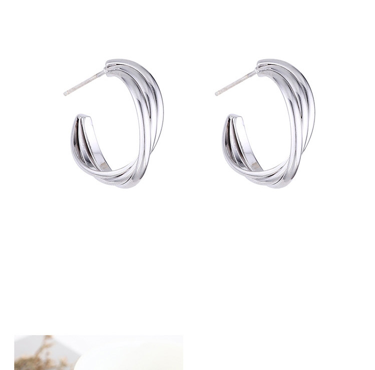 Fashion Silver Gold-plated Cutout Geometric Earrings,Stud Earrings