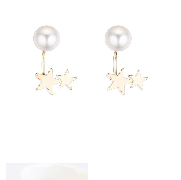 Fashion Golden Gold-plated Pearl Star Earrings,Stud Earrings