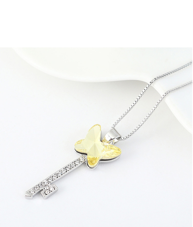 Fashion Golden Phantom Diamond Butterfly Key Necklace With Diamonds,Pendants