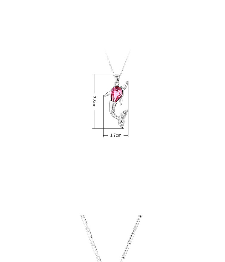 Fashion Rose Red Small Whale Necklace With Diamonds,Pendants