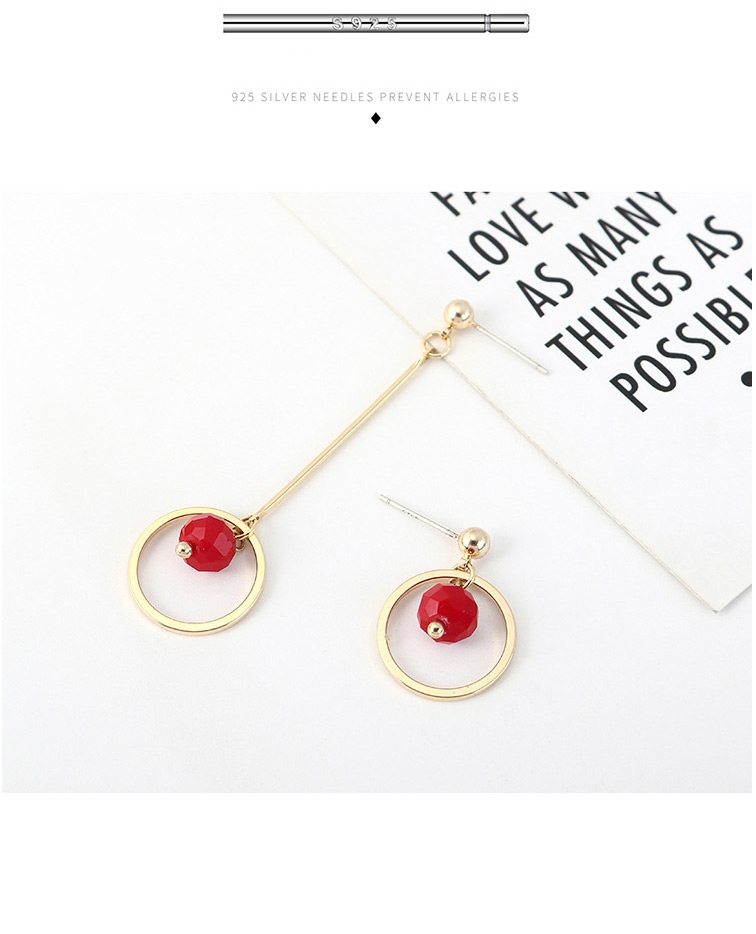 Fashion Red Gold-plated Resin Circle Cutout Stud Earrings,Drop Earrings