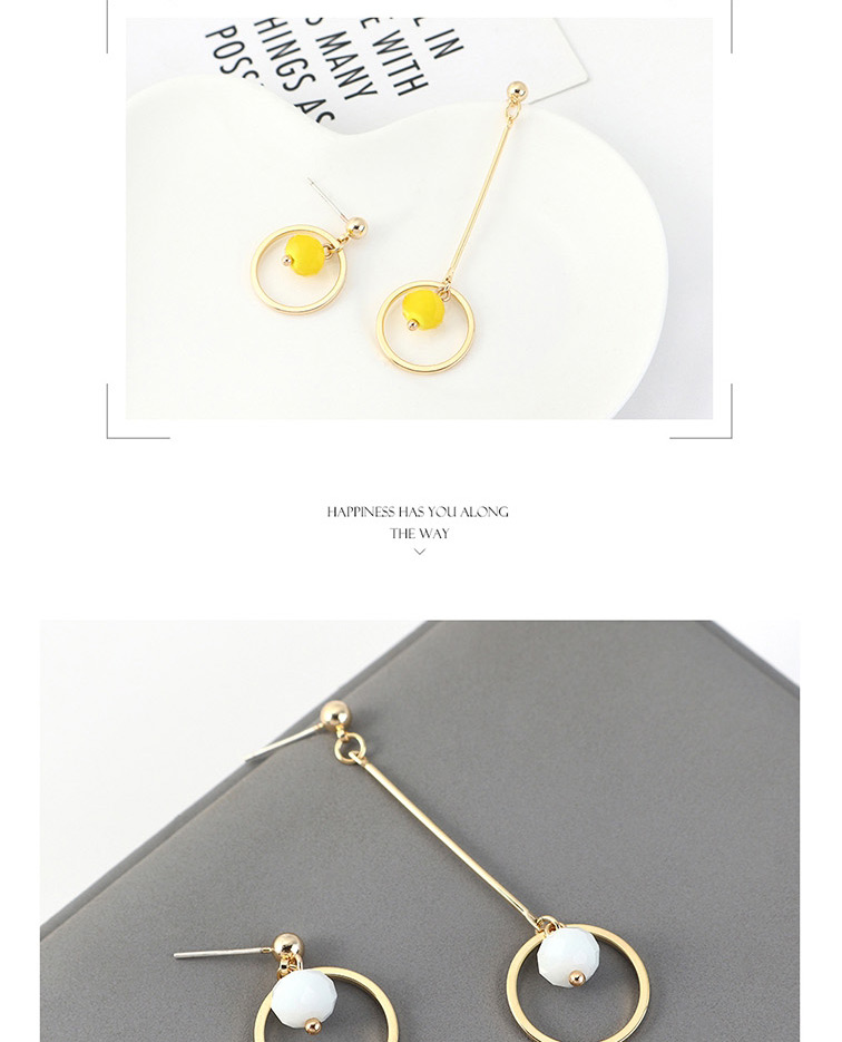 Fashion Yellow Gold-plated Resin Circle Cutout Stud Earrings,Drop Earrings