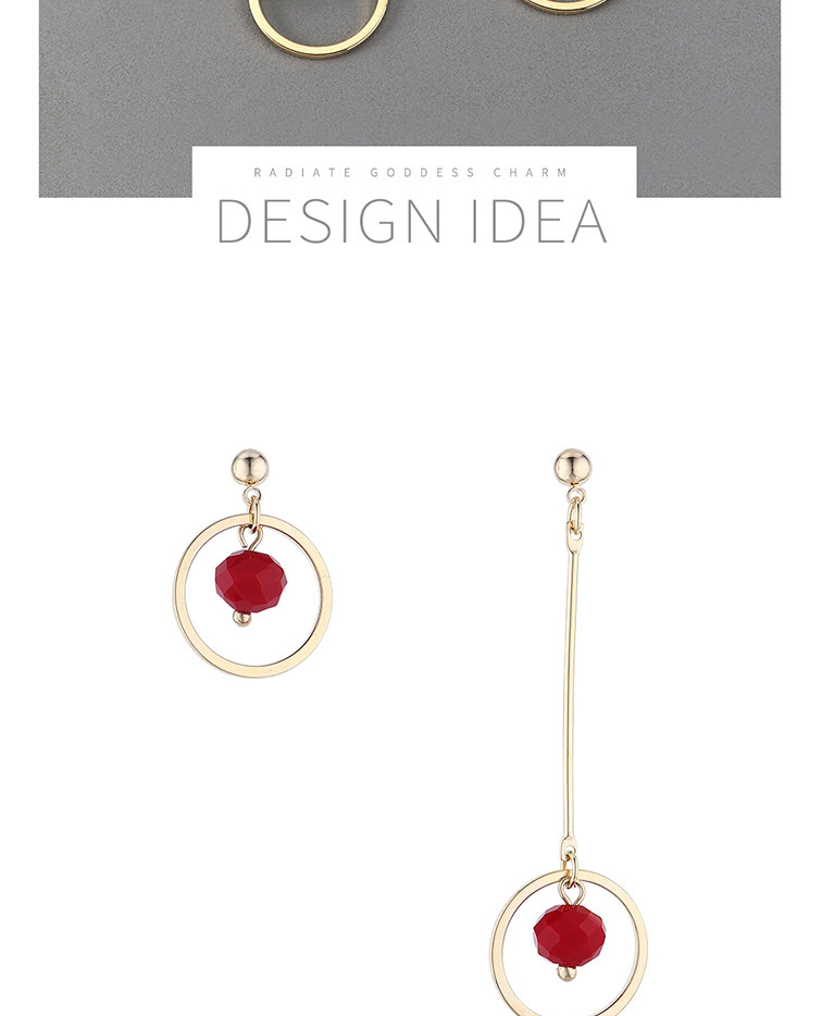 Fashion Red Gold-plated Resin Circle Cutout Stud Earrings,Drop Earrings