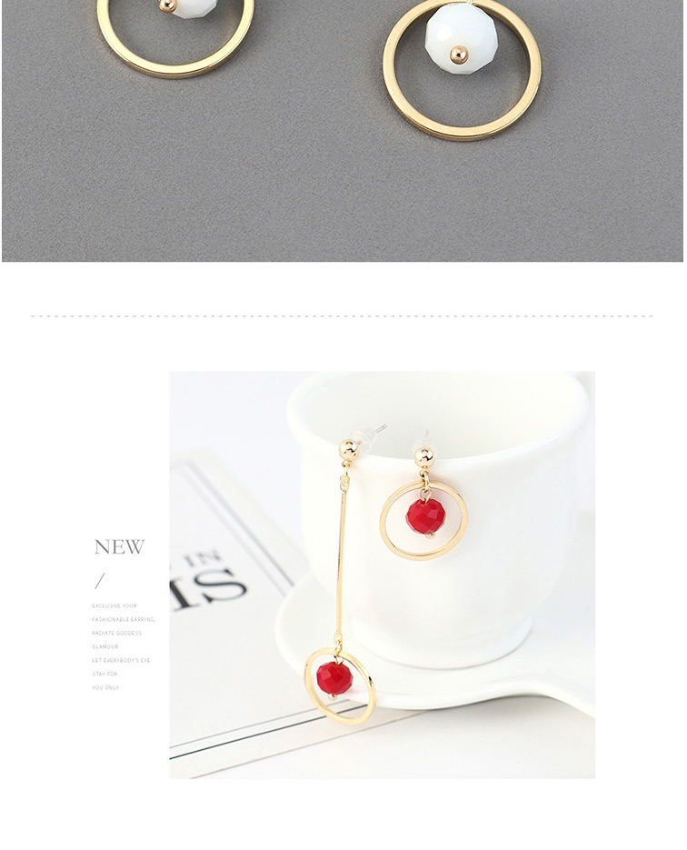 Fashion White Gold-plated Resin Circle Cutout Stud Earrings,Drop Earrings