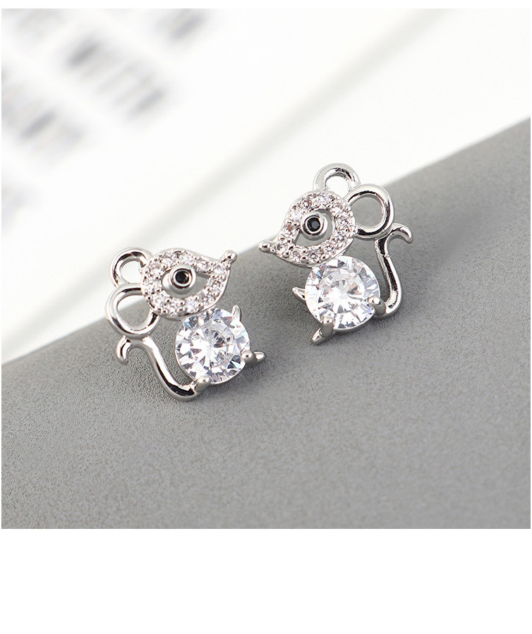 Fashion Platinum Diamond Stud Earrings With Zircon,Stud Earrings