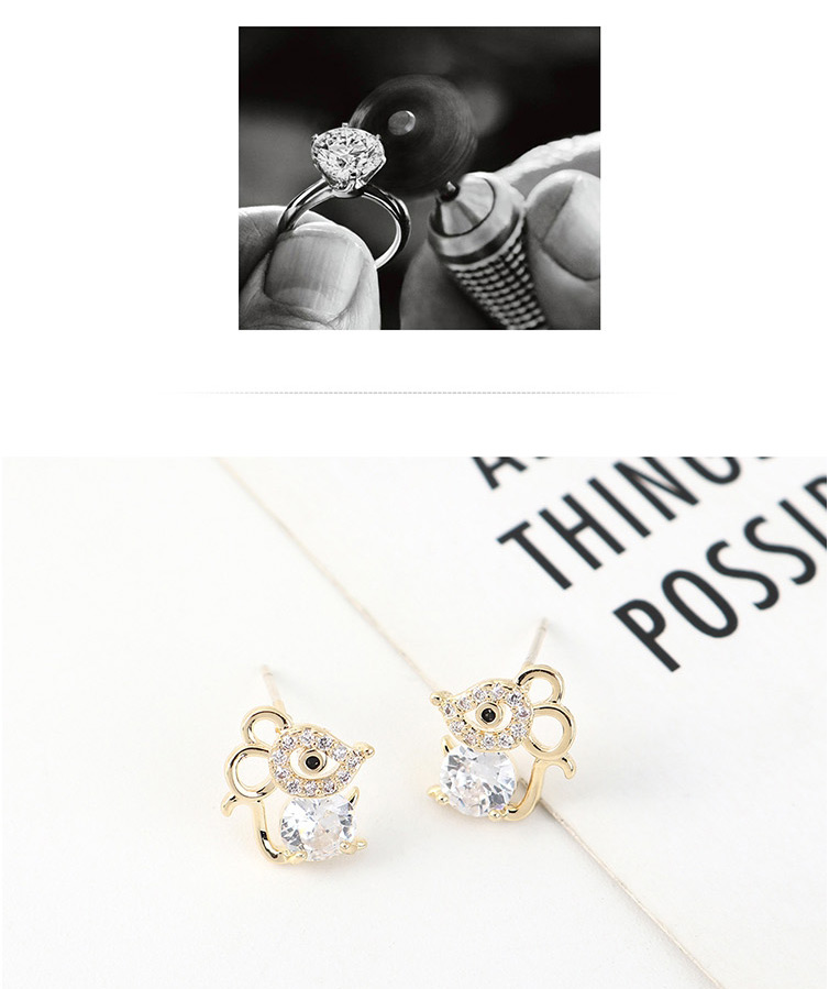 Fashion 14k Gold Diamond Stud Earrings With Zircon,Stud Earrings