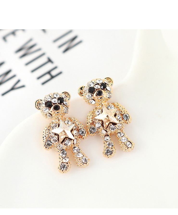 Fashion Golden Phantom Crystal Pentagram With Diamond Earrings,Stud Earrings
