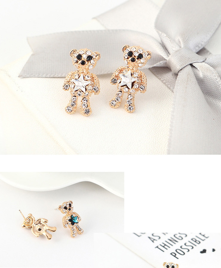 Fashion Blu-ray Crystal Pentagram With Diamond Earrings,Stud Earrings