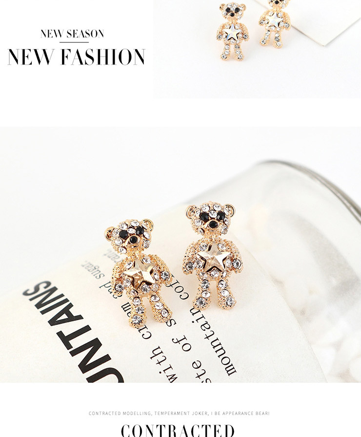 Fashion Golden Phantom Crystal Pentagram With Diamond Earrings,Stud Earrings